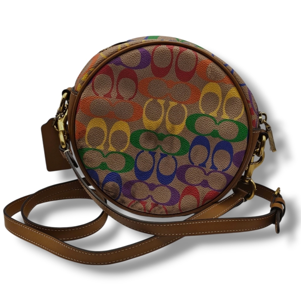 Coach Multicolor Signature Circle Crossbody Bag